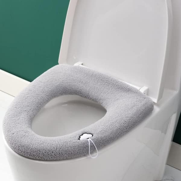 Grå 3-pack tjocka toalettstolsskydd med toalettlockhandtag - Sof