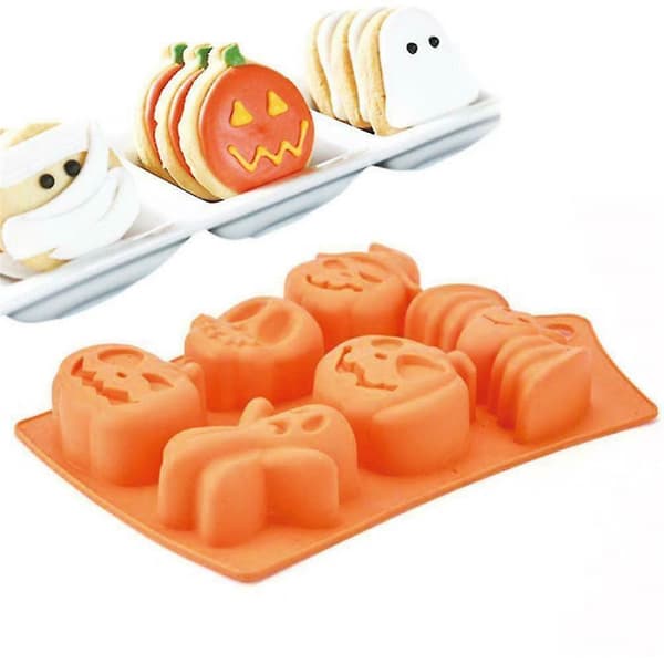 2 stk. Halloween silikone bageforme - græskar skelet hoved, Ba