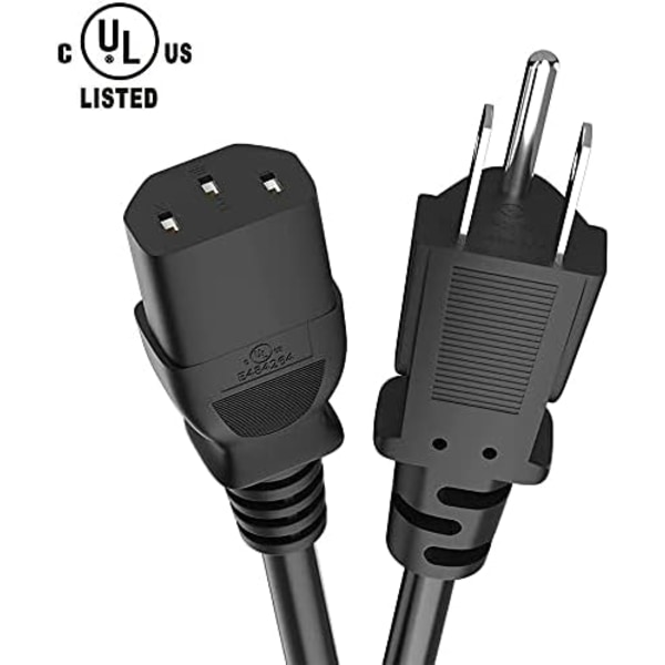 3m skjermkabel, 3-polet TV-kabel, NEMA 5-15P til C13, 10A 1