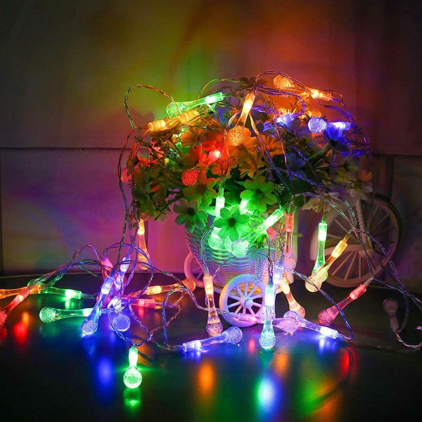 LED-bubblor Vattendrop String Light Solar Crystal Lykta Trädgård D