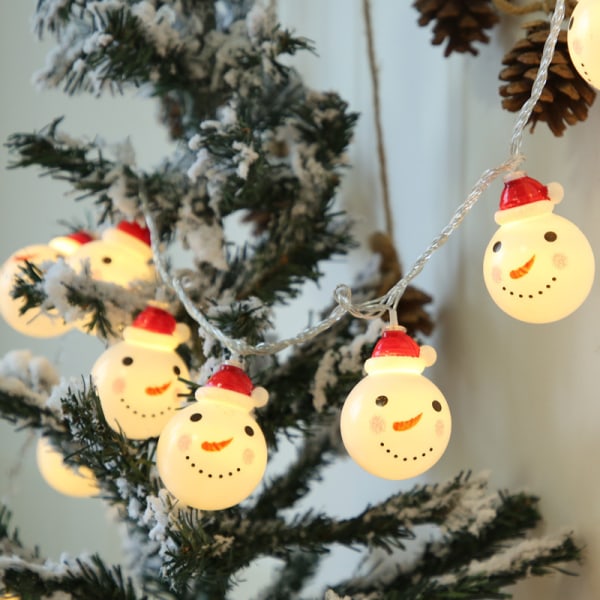 1 Snegl Snemand Julelys Krans, 10 LED Snemand Julelys,