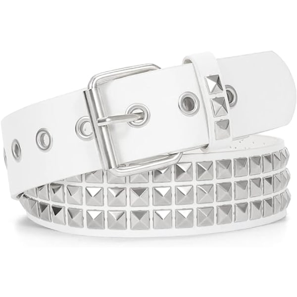 White, punk rock studded belt - metal - men and women - punk goth