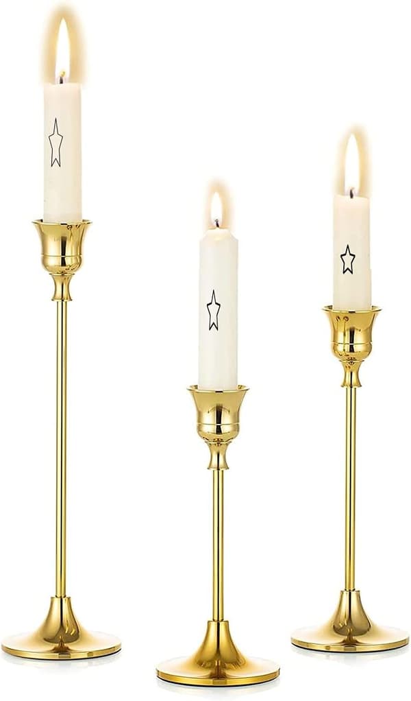 3 Lysestaker Lysestaker Gull Metall Kandelaber Dekorasjon Vi