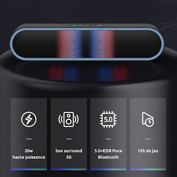 Bärbar Bluetooth-högtalare Trådlös högtalare med LED-ljus Hands-
