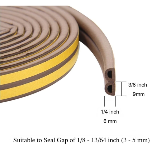 Tätningstejp för dörrar, dörrtätning, självhäftande dörrtätning, D-pro