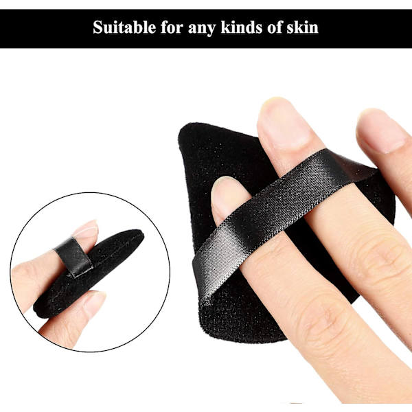 (Svart) 12 Puff Triangle Ansiktsmakeup Puff för Löst Puder Foundat
