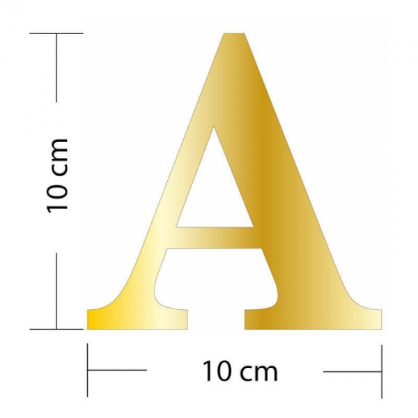 Dekorativt spegelguldbrev i plexiglas. Guld självhäftande plastbokstäver