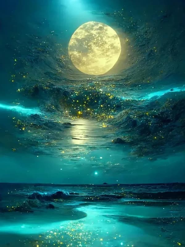 30x40cm (Moonlight) Diamantmaleri, 5D Diamantmalerisett for