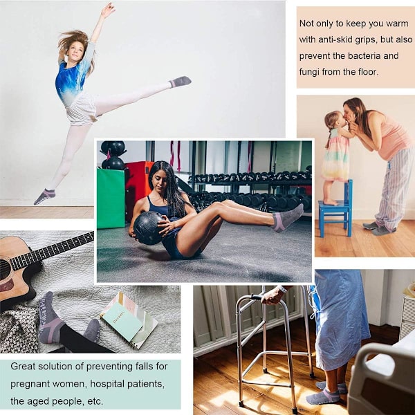 Naisten liukumattomat puuvillaiset joogakengät 4 paria Pilates-sukat muurahaisella