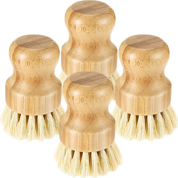 4 st Mini Bambu Diskborste Kokos Borst Grytborstar Disk