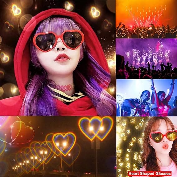 Deep Green Heart Solglasögon Heart Effect Diffraction Glasses Fest