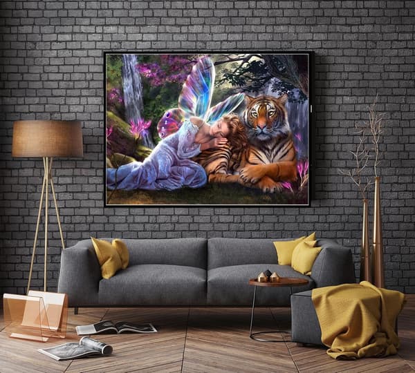 DIY 5D Diamantmalerisett, Tiger Diamantmaleri Kryss Emb