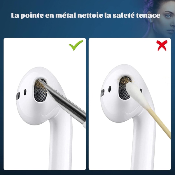 Airpods-renser, Airpods-rengjøringssett med børste og metallspiss, Por