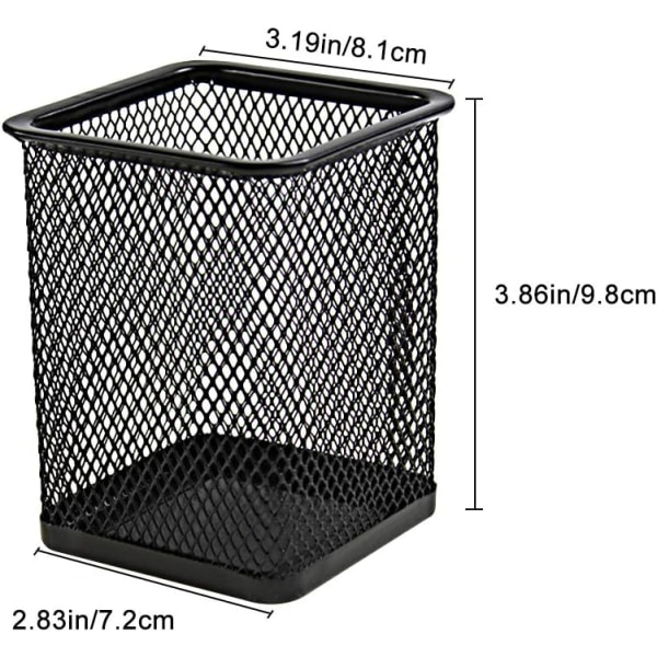 Fyrkantig Metal Pennhållare - Metal Cube Pennhållare - Black Mesh Mult