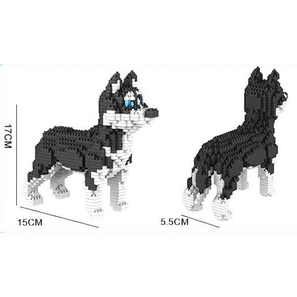 1 setti Siperianhusky-koiran rakennuspalikoita. Hahmo koottavaksi