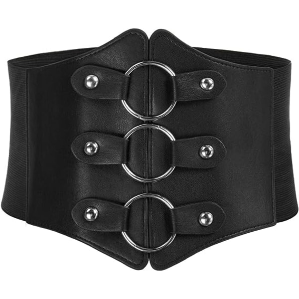 Women's Classic Waist Corset with Wide Belt and Elastic Studs for