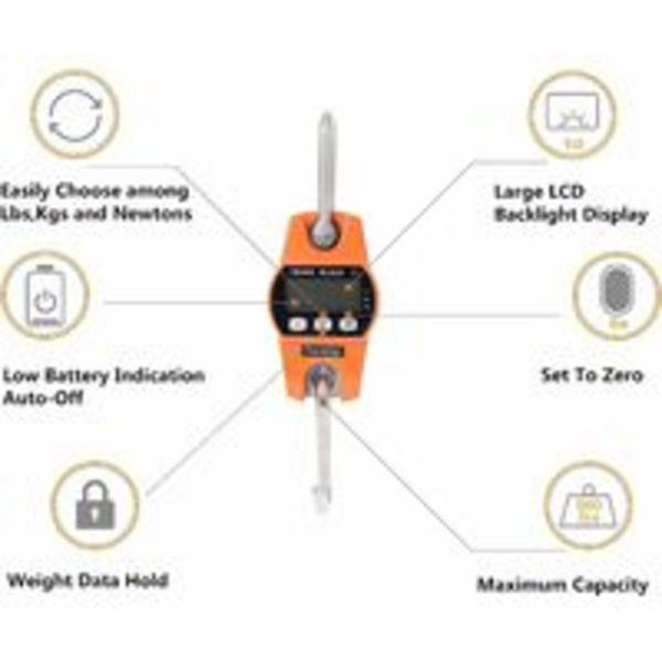 1PC oransje elektronisk vekt 300kg hengende krok vekt dynamometer