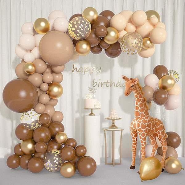 126 stykker kaffebrun ballon guirlande beige abrikos nøgen karamel