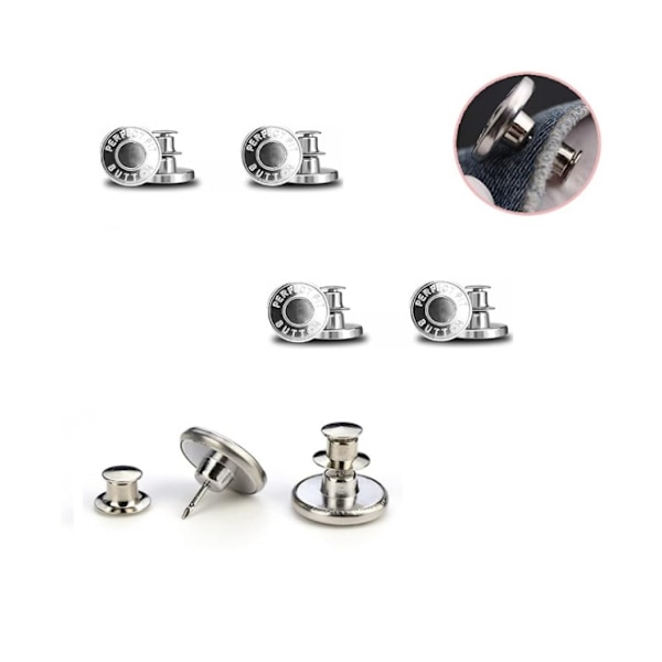 6 st jeansknappar, 17 mm avtagbar metall DIY-knapp, återdragbar