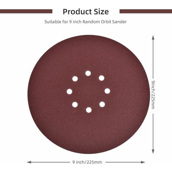 225mm Sanding Disc, 30 stc Cirkelformade Sanding Disc, 8 Håls Slip
