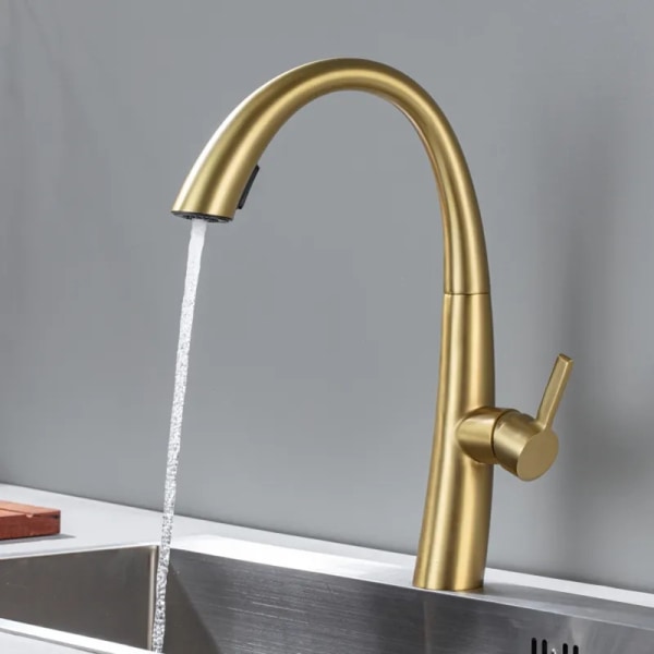 Guld køkkenhane, komfortabel skylle spray, 304 rustfrit stål