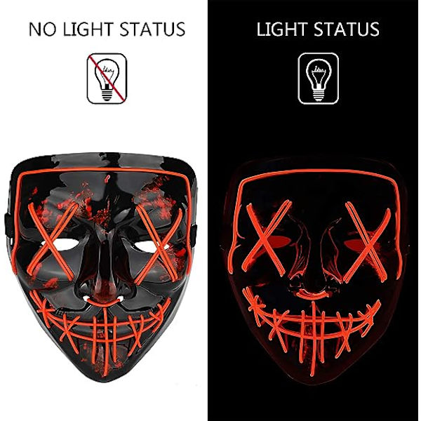 LED-kauhunaamio, Halloween-naamio, puhdistus 3x valotehosteilla, Con