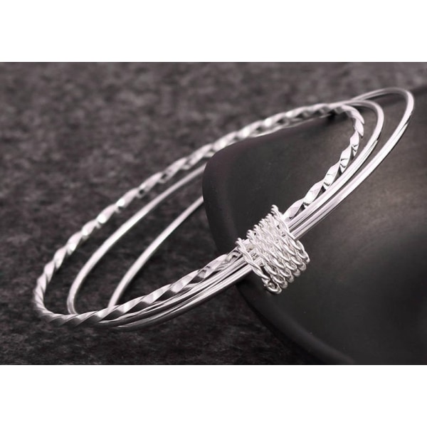 Fashion Dam Smycken Solid 925 Sterling Silver Bangle Armband G