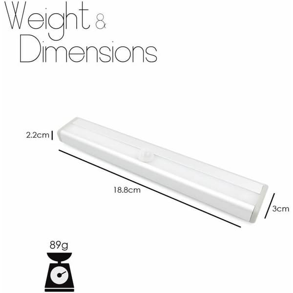 Sett med 3 10 LED-lamper, trådløse, USB-oppladbare, magnetiserte, Mo