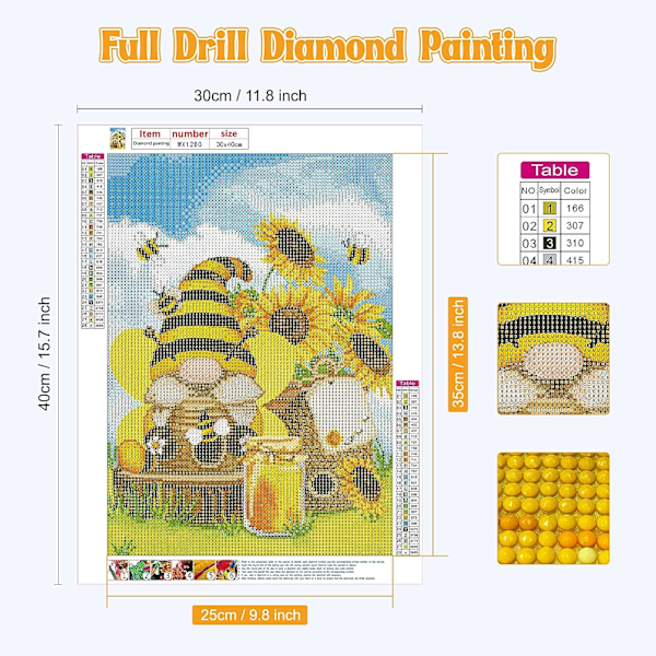 30*40cm Dvärg Diamantmålning Kits Vuxna, Solrosor Diamantkonst