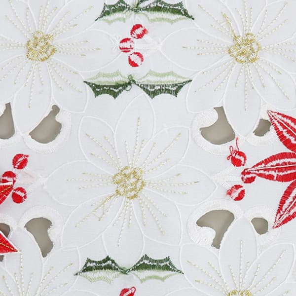 Deluxe brodert juleløper med kristtorn og julestjerne