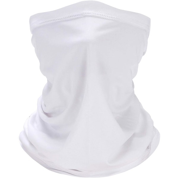 White Unisex Elastic Neck Gaiter, Tubular Neck Gaiter Quick Dry A