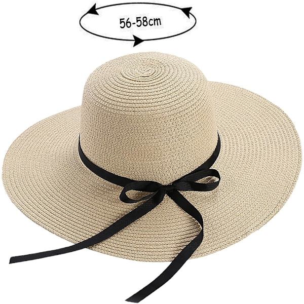 Solhatte Sommerhat til kvinder, stor hat, bred skygge, strå, foldbar