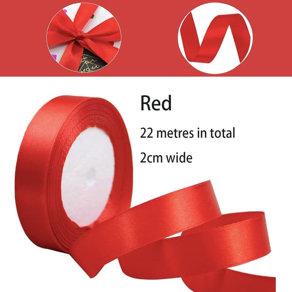 Rødt sett med 2 satengbånd 20mm