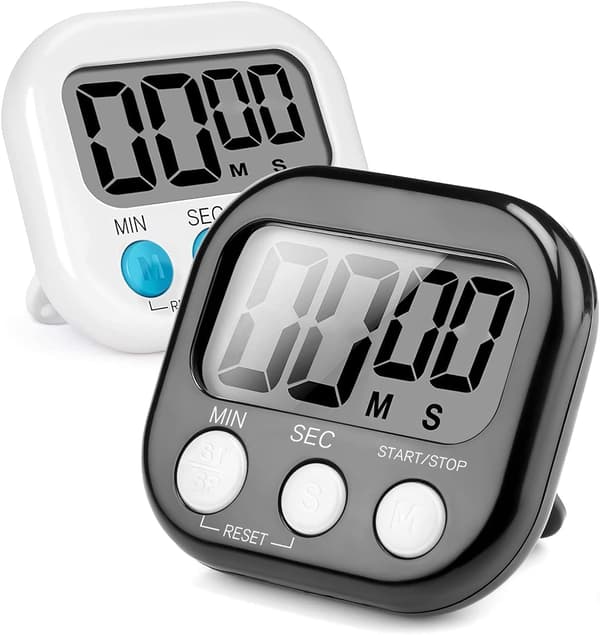 2 stk. Hvit, Svart Magnetisk Kjøkken Timer, Digital Tid Timer