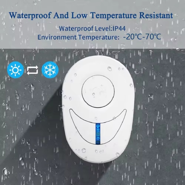 Vit, trådlös dörrklocka för utomhusbruk vattentät smart dörrklocka E