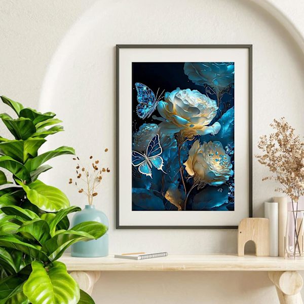 11,8 x 15,7 tum (Blomma Fjäril) Diamantmålningssatser för Vuxna