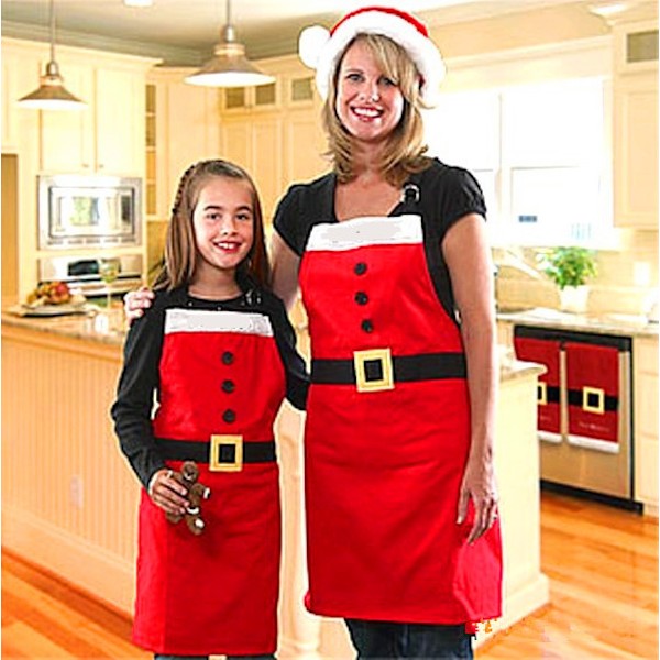 2 pieces of Santa aprons for unisex adults and children