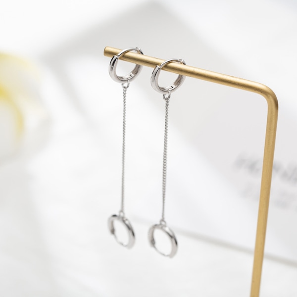 Øreringe til kvinder og piger 925 Sterling Sølv Små Huggie Dangle