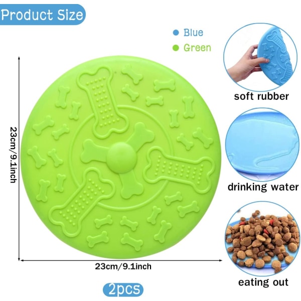 2 stk. Hundeskiver, Hundeskive Ø 18,5 cm, Pet Frisbee, Gummi Fl
