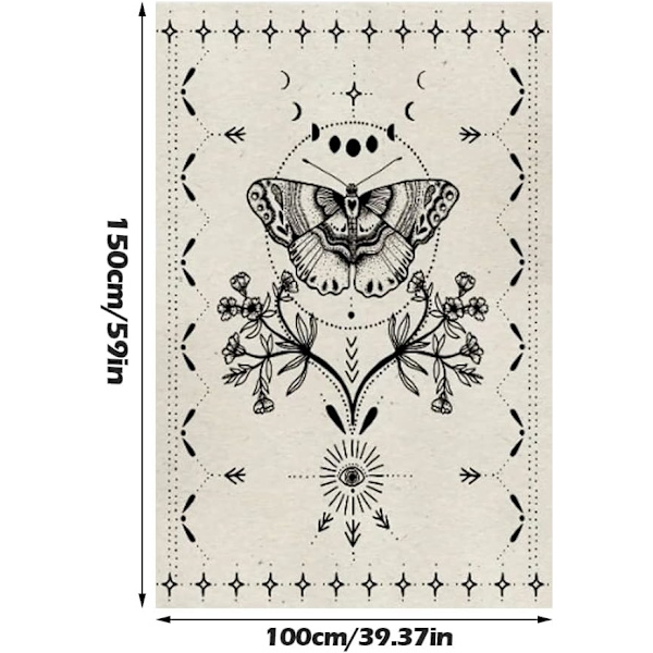 1kpl 100x150cm Mustavalkoinen seinävaate Perhonen seinävaate Tarot T