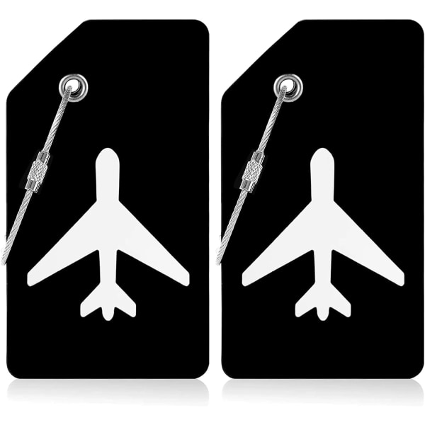 1 sæt af 2 (sort) Silikone bagagemærker med ID-kort, Silikone Lu