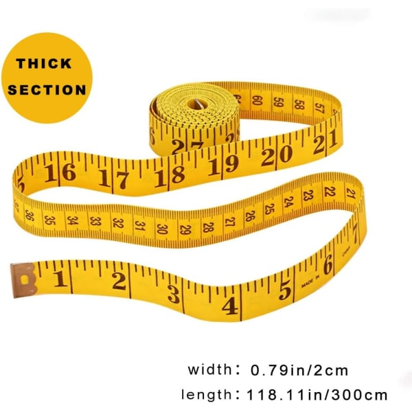 2-pack tjockt tygmätband, 300 cm mjukt, sömnad, vikt