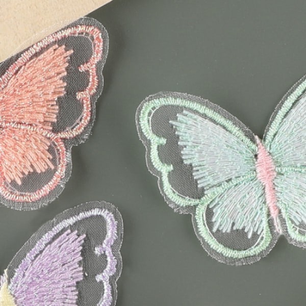 6 st Butterfly Lace Patches, Datorbroderade etiketter, Anim