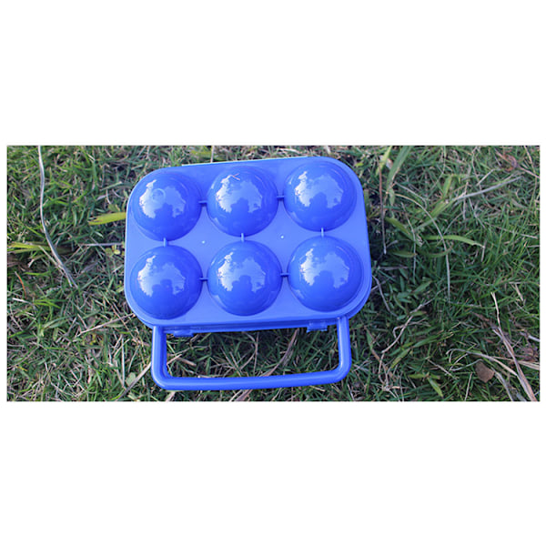 （Blå）Bærbar Plast Eggbeholder Foldbar Eggstativ med 6 Rom