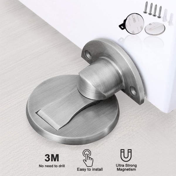 Magnetisk dørstopper, magnetisk dørstopper børstet satin nikkel, gulv
