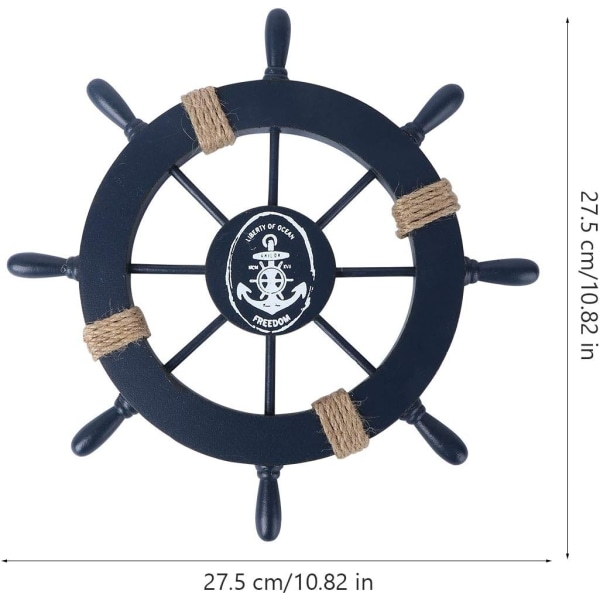 1st mörkblå väggdekorerad seglande träbåtshjul, trä, dar