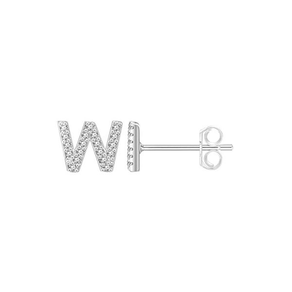 925 Sterling Silver Initial Örhängen för Flickor - Vitguldpläterad