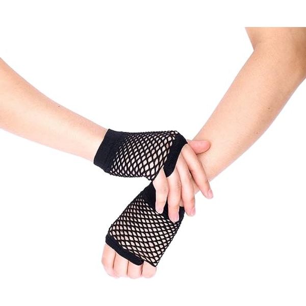 1 par fingerløse fiskenet handsker fiskenet korte handsker gennemboret nylon