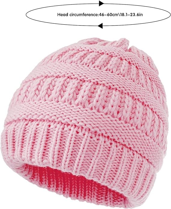 Pink Ponytail Hue Hat til Kvinder Piger, Vinter Varmt Blødt Stretc