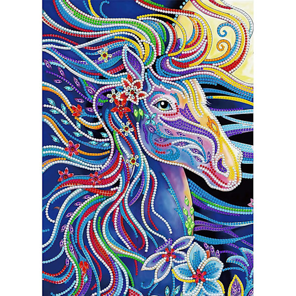 5D Diamantmalerisett 30x40cm DIY Fargerik Hest Diamantkunst Ki